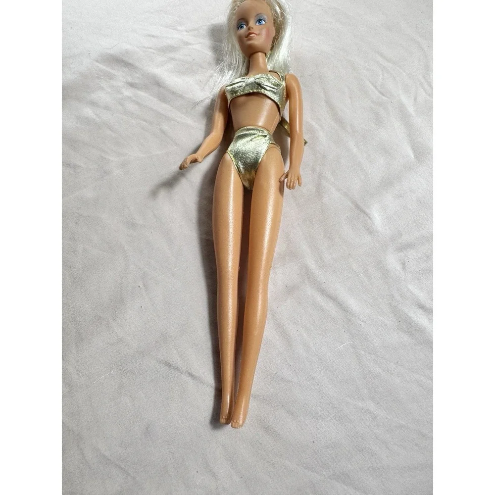 1991 Barbie Sun Sensation Doll Dazzling Jewelry Gold Swimsuit‎ Bikini VGUC C417G
